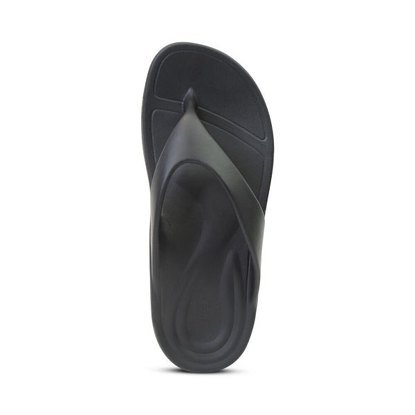 Aetrex Men's Maui Flip Flops Black Sandals UK 9665-778